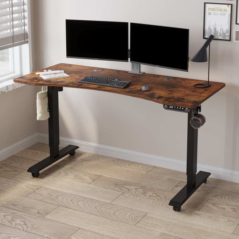 17 Stories Daiah Ergonomic Curved Height Adjustable Standing Desk Reviews Wayfair